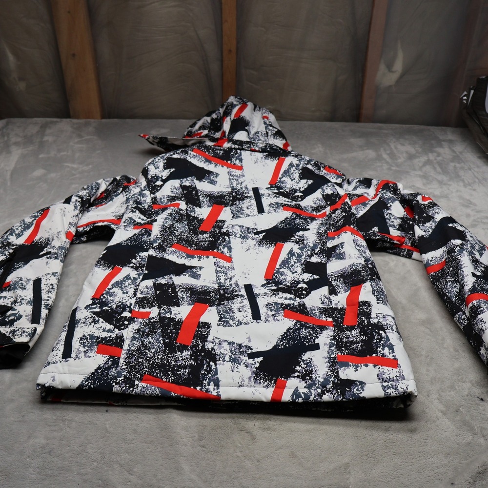 Riviyele Snow Jacket Men Small Black Abstract Print Waterproof Winter Outdoor
